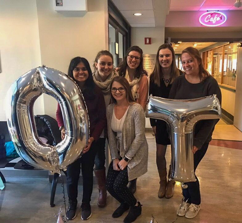 Kaylin and her friends with OT balloons