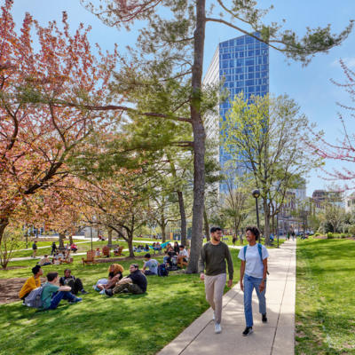 Drexel students walking on campus