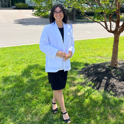 Helen Laguerta wearing her white coat